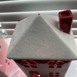 Red with White Roof Ceramic House Decor